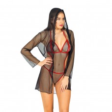 Sexy Tül Takım Siyah Kırmızı 2'li set